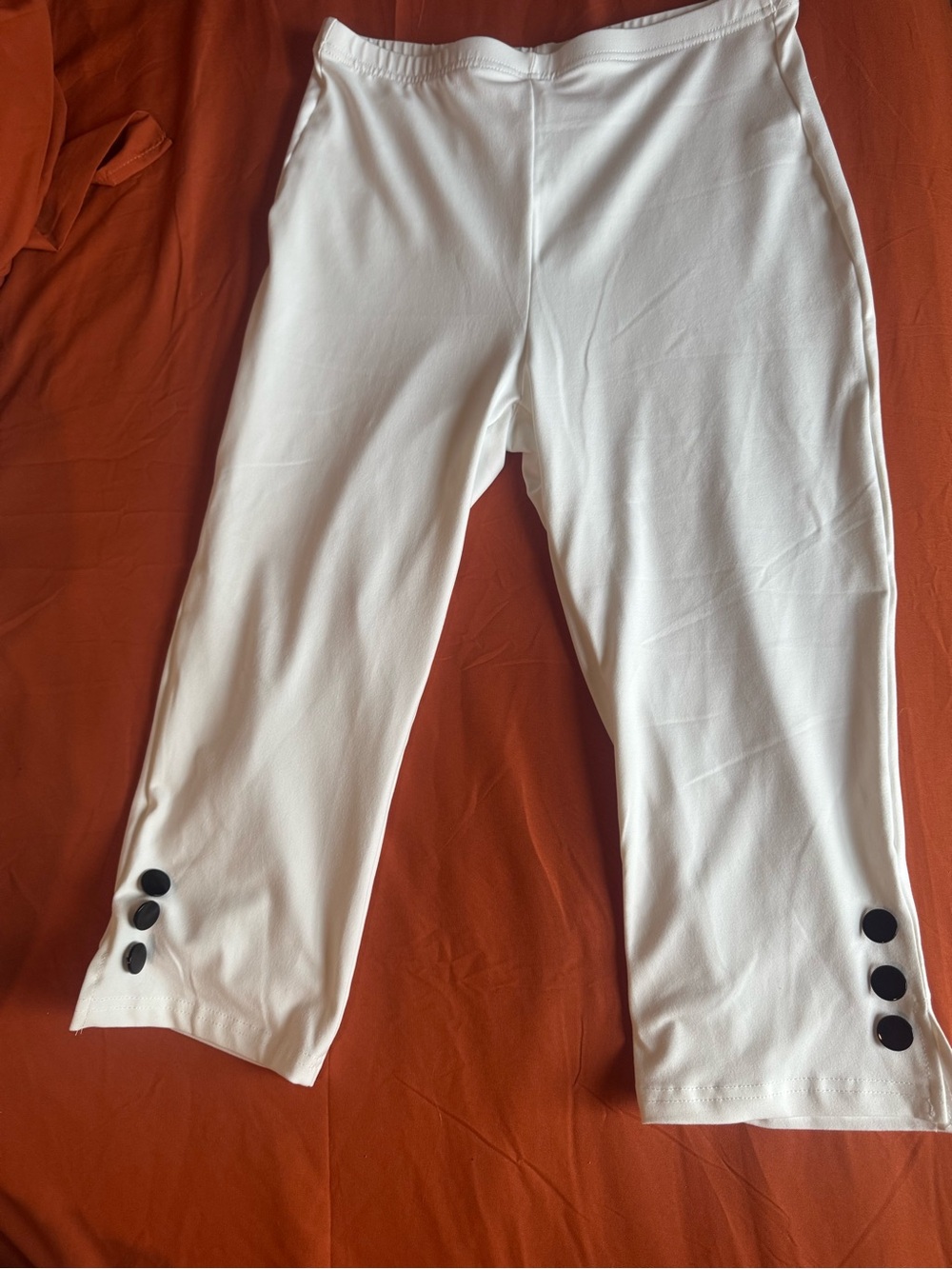 White Girls' Cropped Leggings with Button Detail - Brand Unspecified